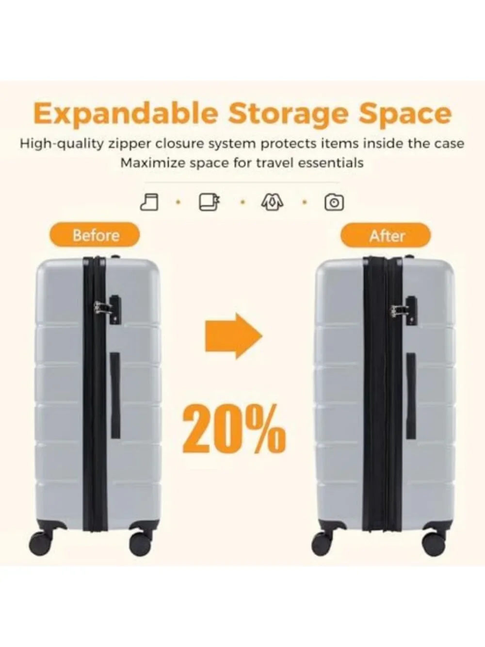 Expandable 24-Inch Checked Luggage with Spinner Wheels - Travel Suitcase